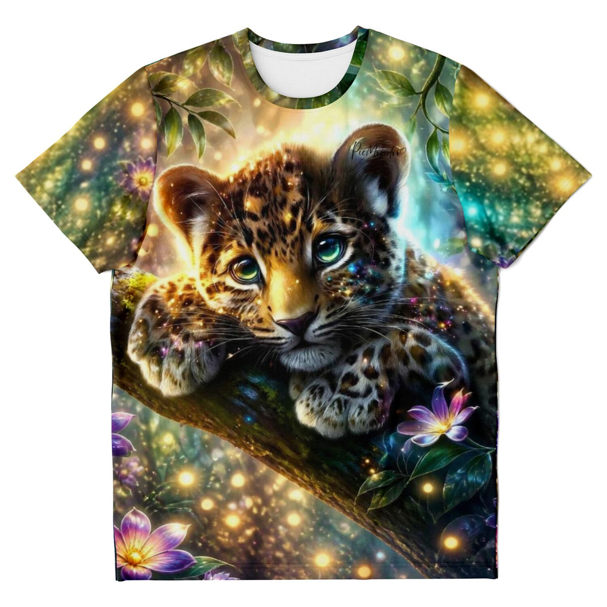 T-Shirt mit süßem Leopard-Motiv im Fantasie-Stil, passend zum Diamond Painting und Malen nach Zahlen Design-Stil