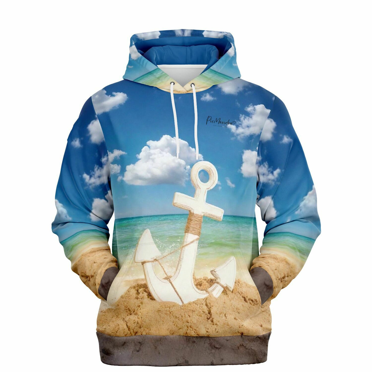 Dreamer Hoodie mit Anker im Sand Motiv am Strand, passend zum maritim gestalteten Diamond Painting und Malen nach Zahlen