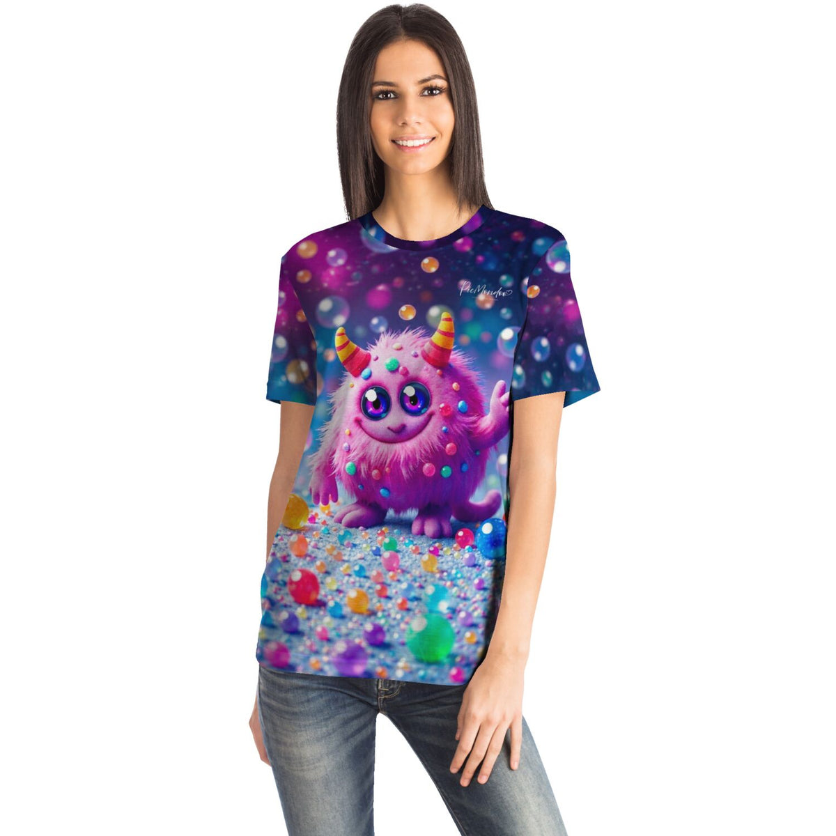 Dreamer T-Shirt mit buntem Moni-Monster-Motiv, inspiriert durch Diamond Painting und Malen nach Zahlen Stil