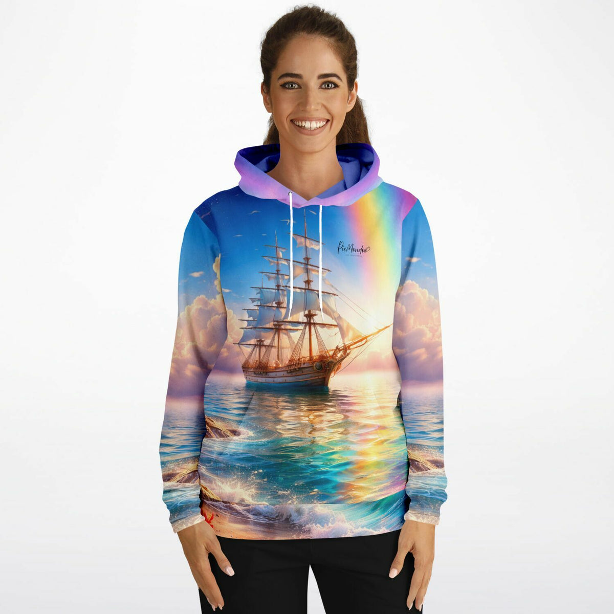 Dreamer Hoodie von Picmondoo mit Segelschiff-Motiv auf dem Meer, perfekt für Fans von Diamond Painting und Kreativität.