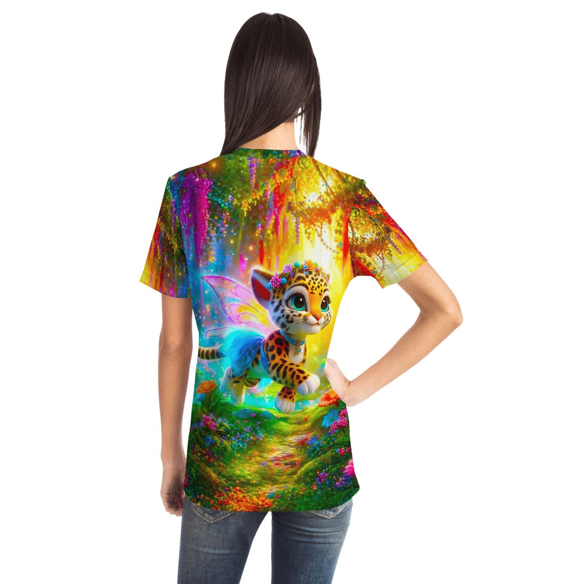 T-Shirt mit Finja der kleinen Tigerfee Motiv, farbenfroher Druck im Stil beliebter Diamond Painting Kunstwerke