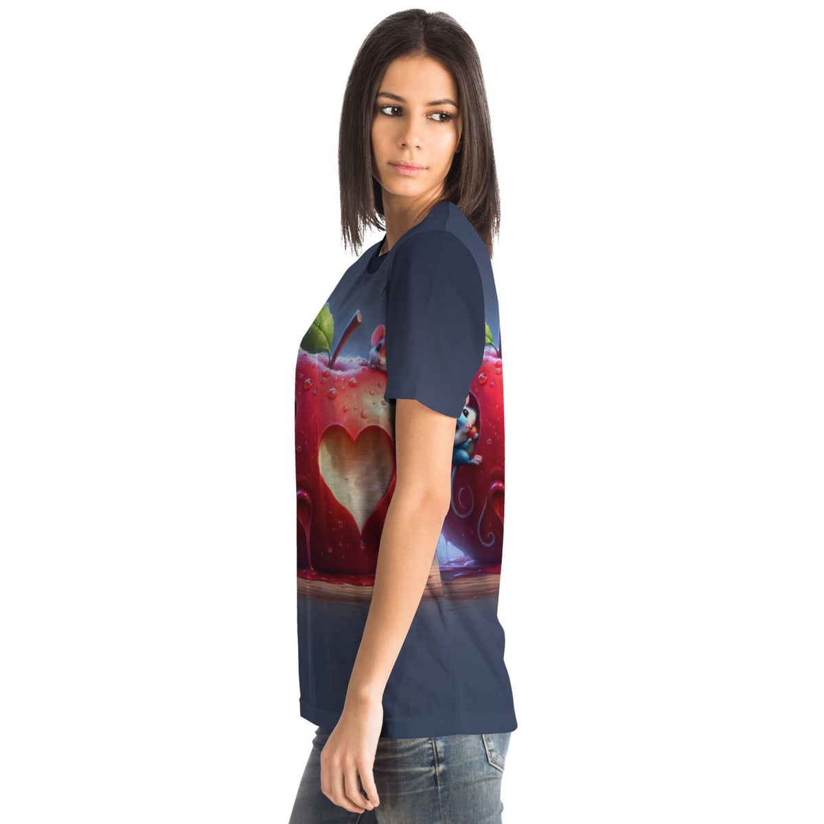 Dunkelblaues T-Shirt mit liebevollem Mäusehaus-Motiv, perfekt für Fans von kreativen Malen nach Zahlen Designs