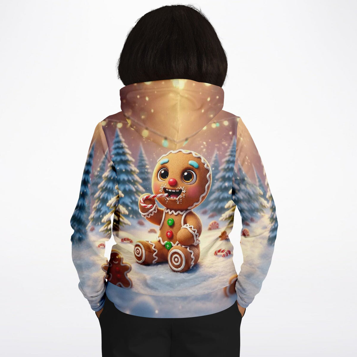 Dreamer Hoodie mit niedlichem Lebkuchenmann im Schnee, perfekt für Fans von Diamond Painting und Malen nach Zahlen Motiven