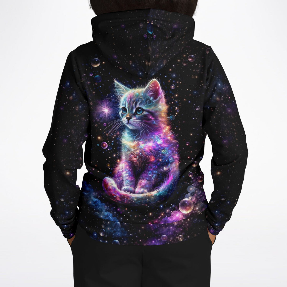 Hoodie mit kunterbuntem Galaxy Kätzchen Motiv, ideal für Fans von Diamond Painting und Malen nach Zahlen Designs