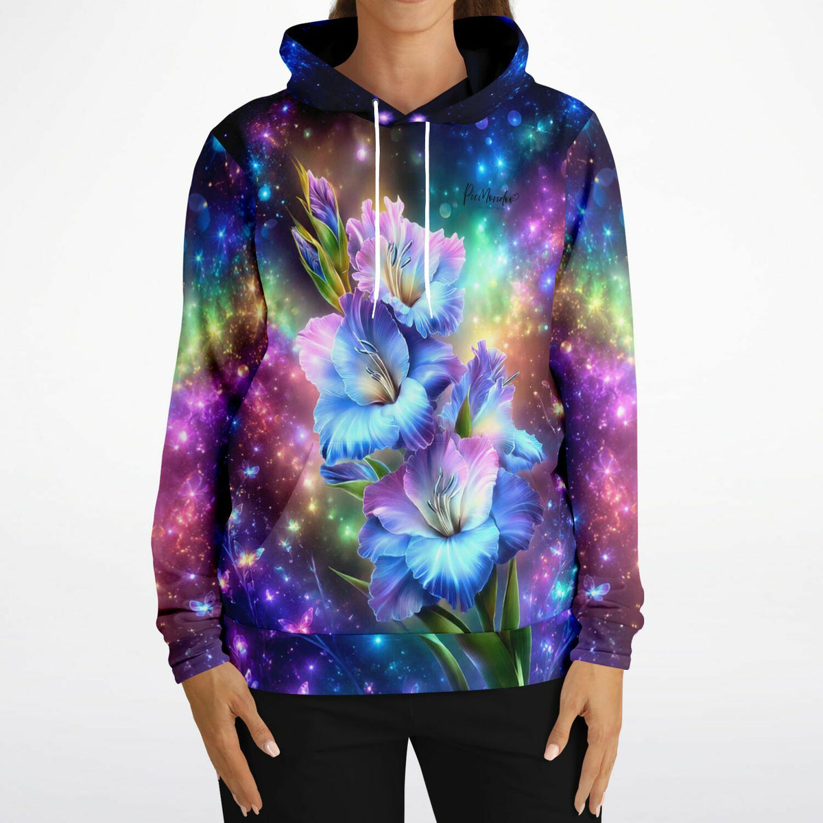 Dreamer Hoodie mit farbenfrohem Blumen-Motiv im Galaxie-Design, passend zu Diamond Painting und Malen nach Zahlen Stilen.