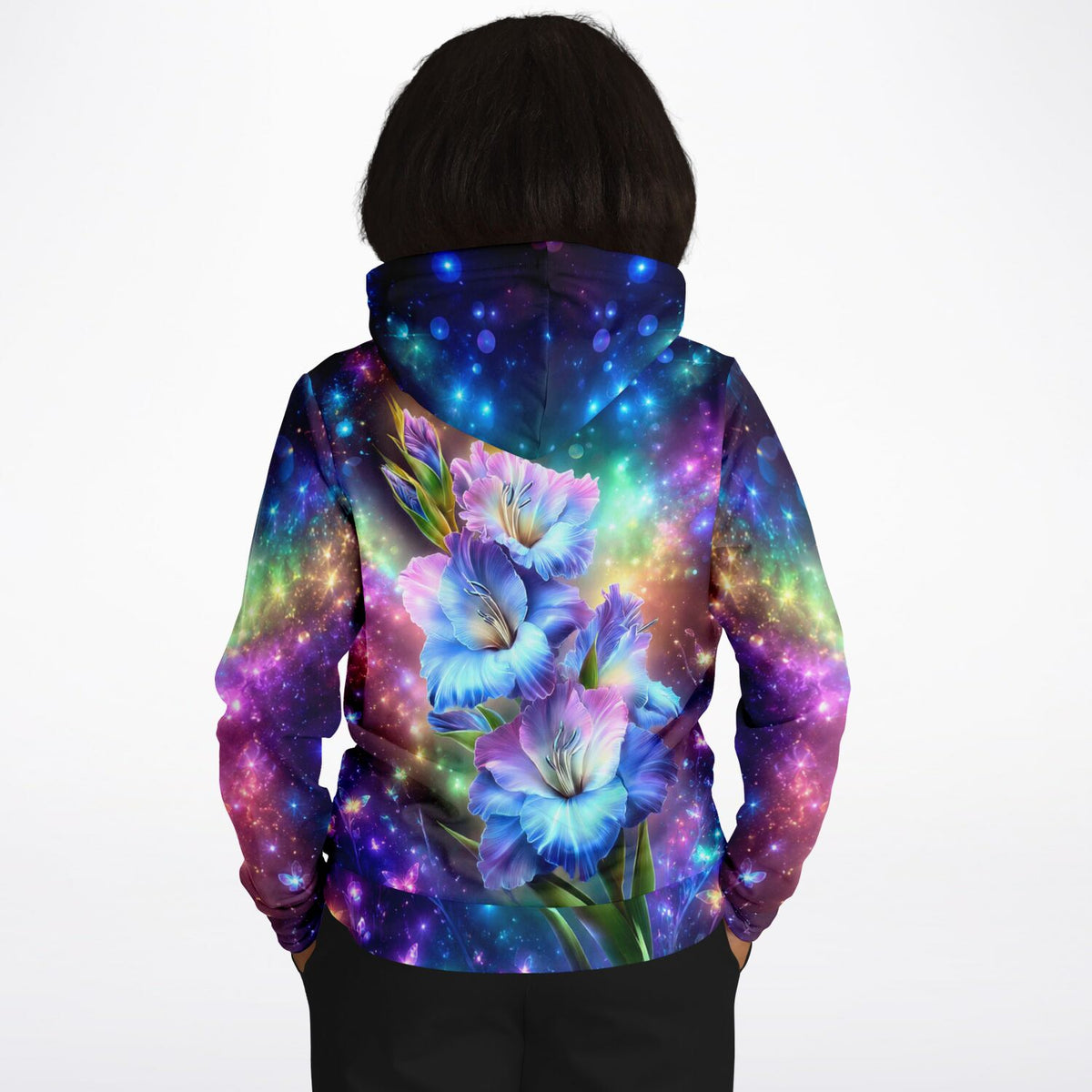 Dreamer Hoodie mit galaktischem Blumen-Motiv, perfekt für Fans von kreativen Designs wie Diamond Painting und Kunst.