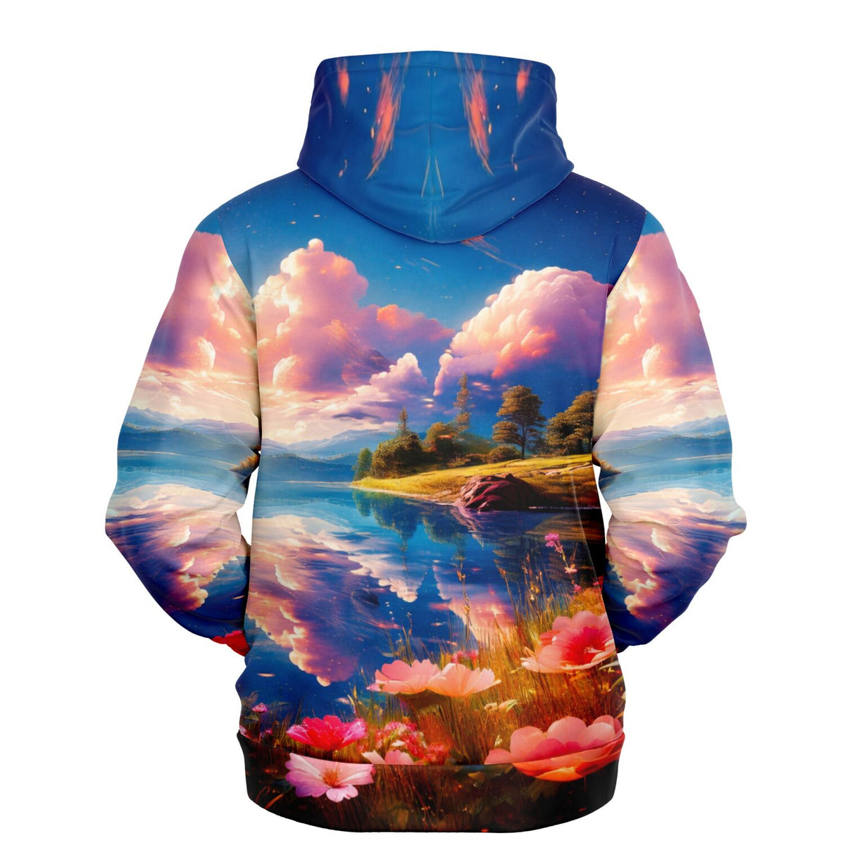 Dreamer Hoodie mit farbenfrohem See-Motiv, ideal für Fans von entspannenden Malen nach Zahlen und Diamond Painting Kunst.