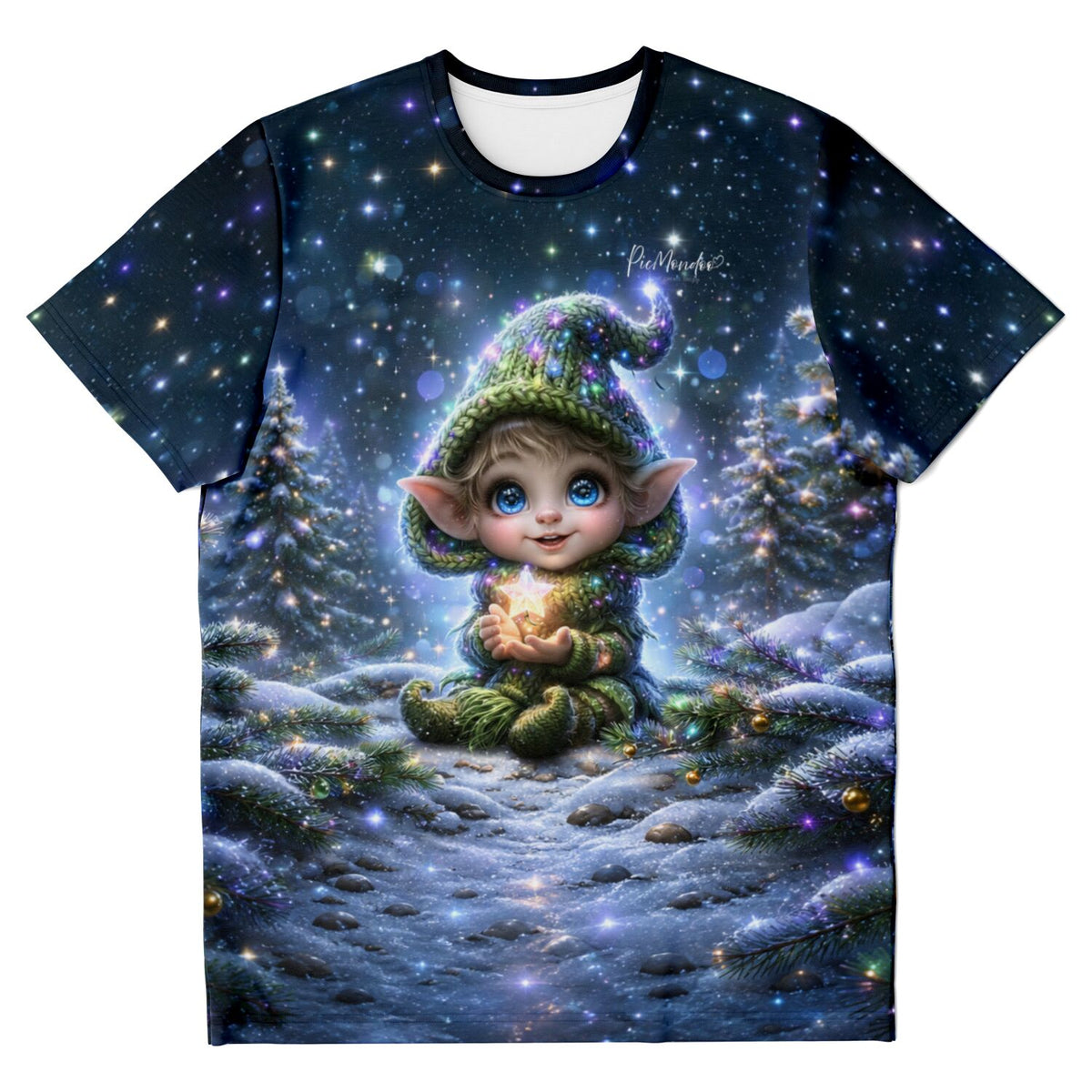 Dreamer T-Shirt mit magischem Wichtel-Motiv im Schnee, passend zu Diamond Painting und Malen nach Zahlen Stil.