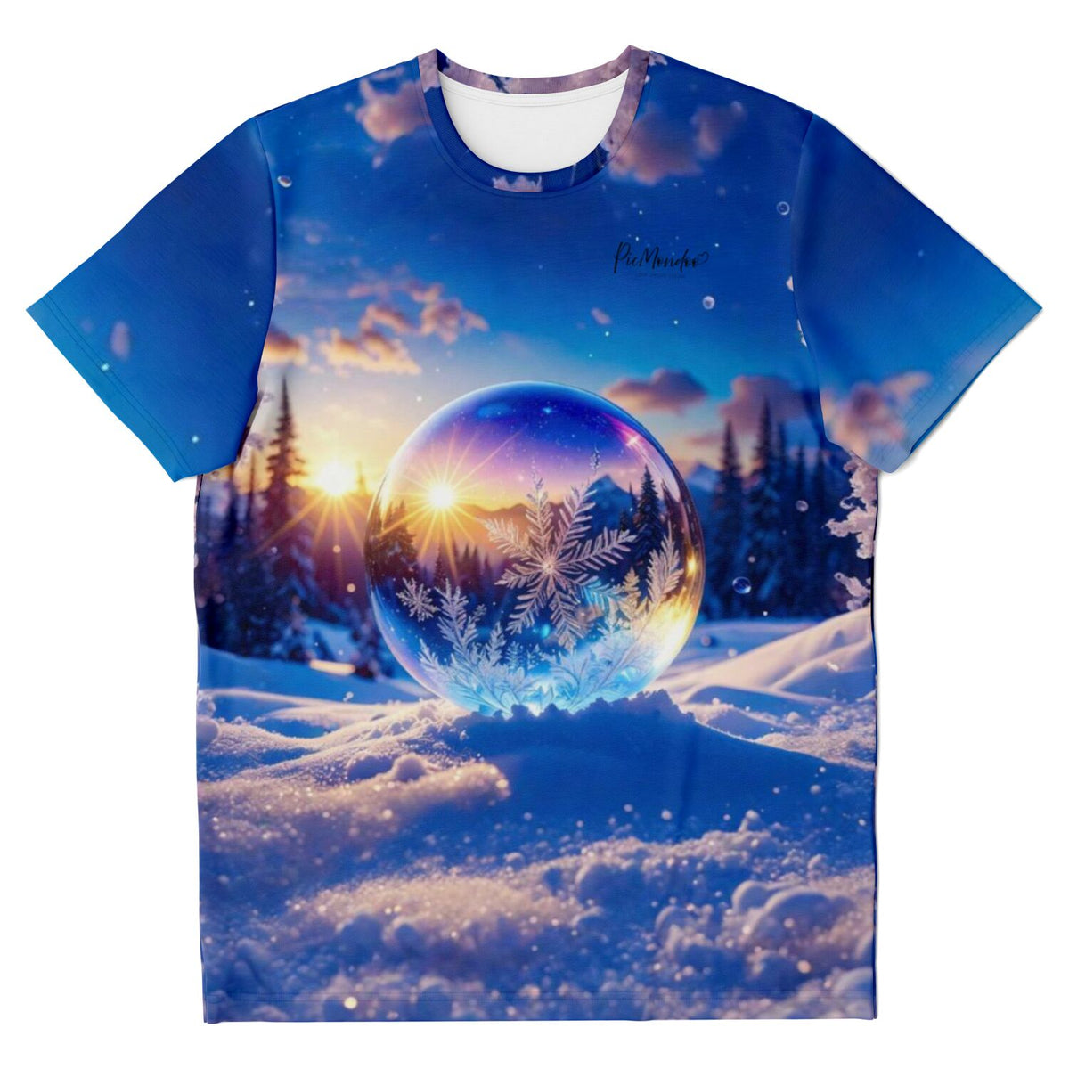 T-Shirt Dreamer Kristallwelt mit glitzerndem Wintermotiv, das an die Optik von Diamond Painting erinnert.