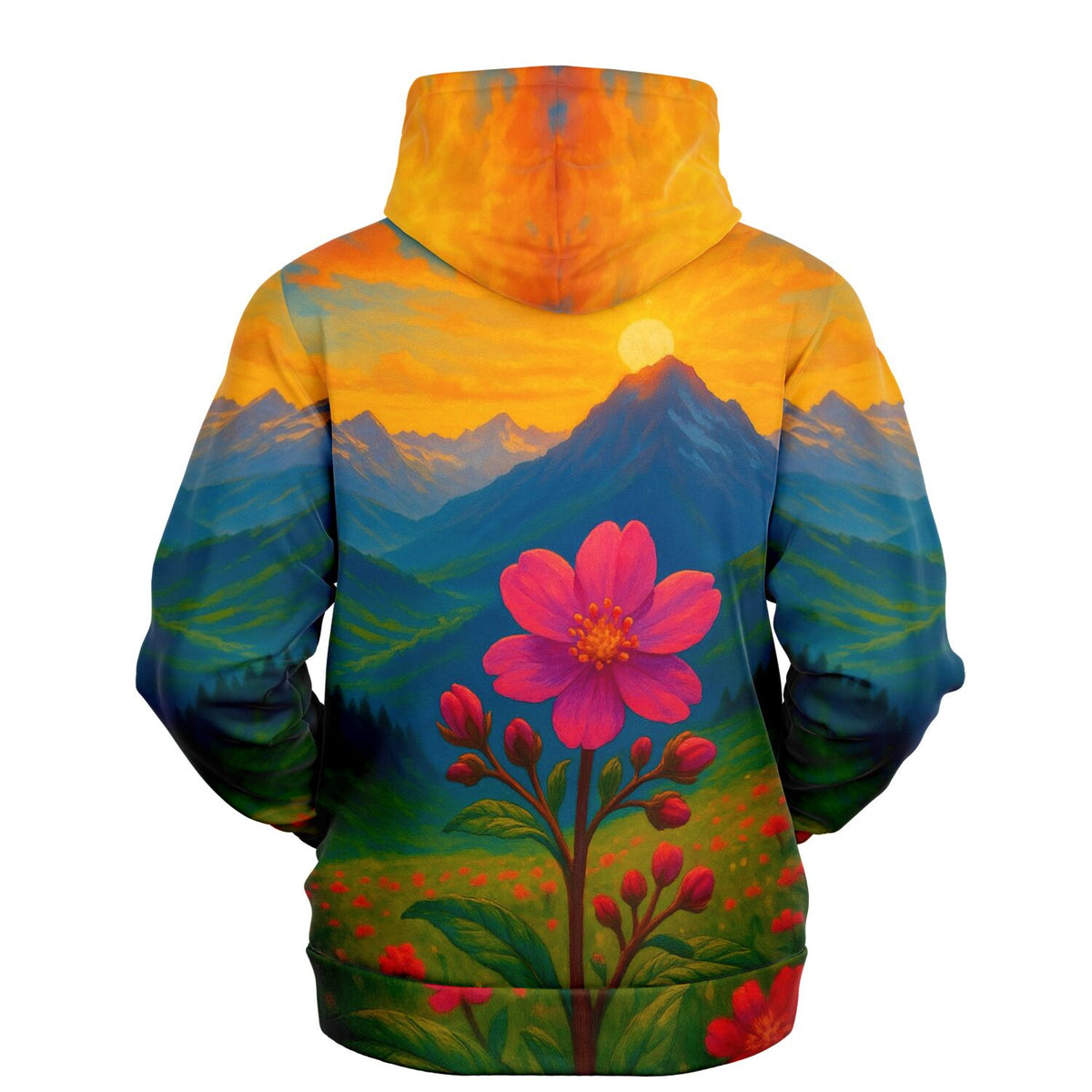 Dreamer Hoodie mit Gebirgsblume Motiv, ideal für kreative Fans von Diamond Painting und Malen nach Zahlen Designs