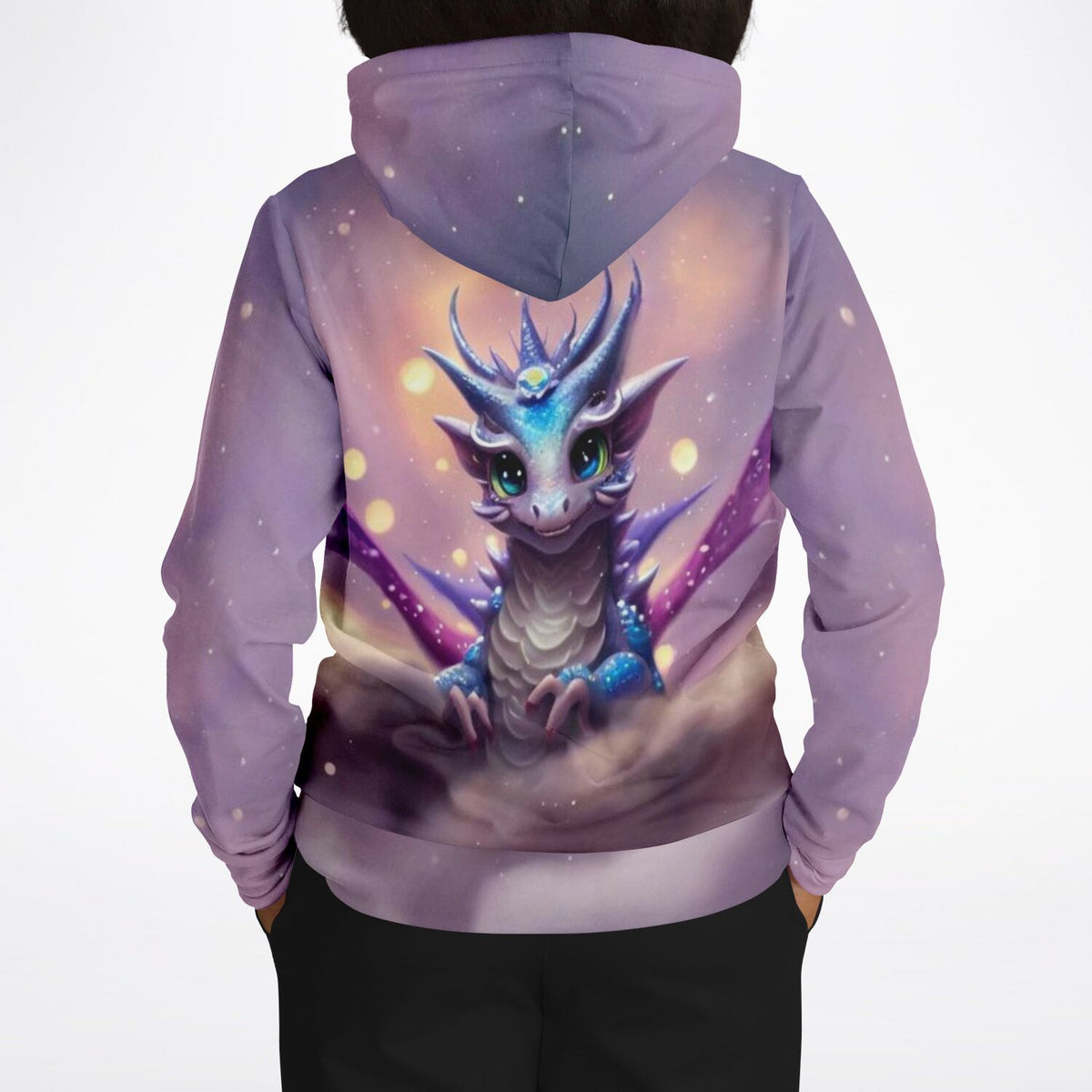 Lila Hoodie mit süßem Drachen-Motiv im Fantasie-Stil, passend zu beliebten Malen nach Zahlen und Diamond Painting Designs