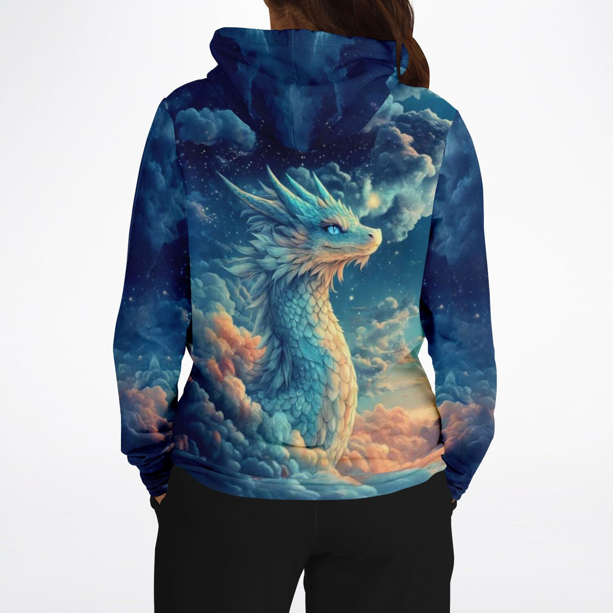 Dreamer Hoodie von Picmondoo mit Saphira Himmelsdrache Motiv im Stil von Diamond Painting und Malen nach Zahlen Kunst