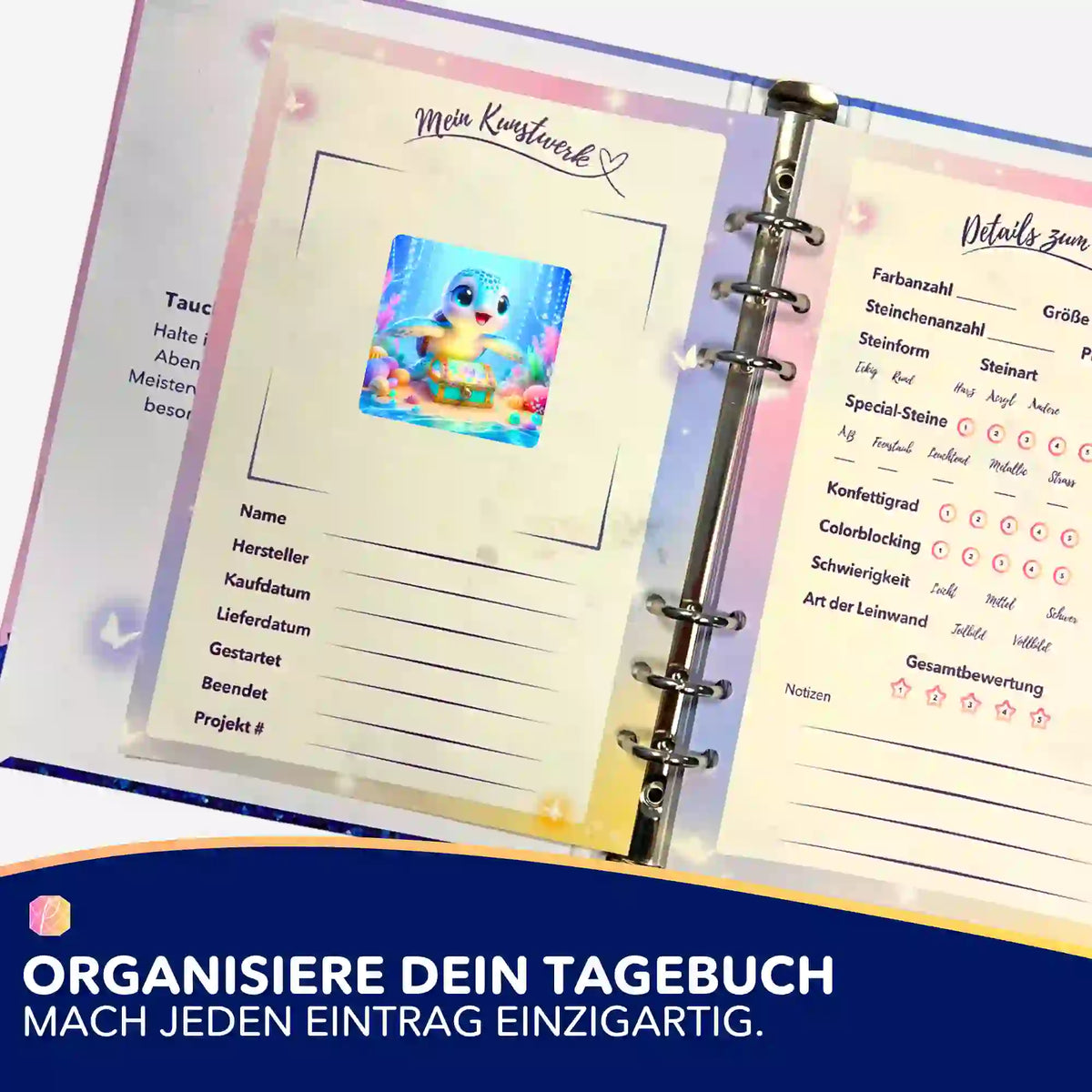 Diamond Painting Aufkleber Kleiner Schatzwächter zur Organisation im Tagebuch für DIY-Kunstwerke und Diamanten Painting