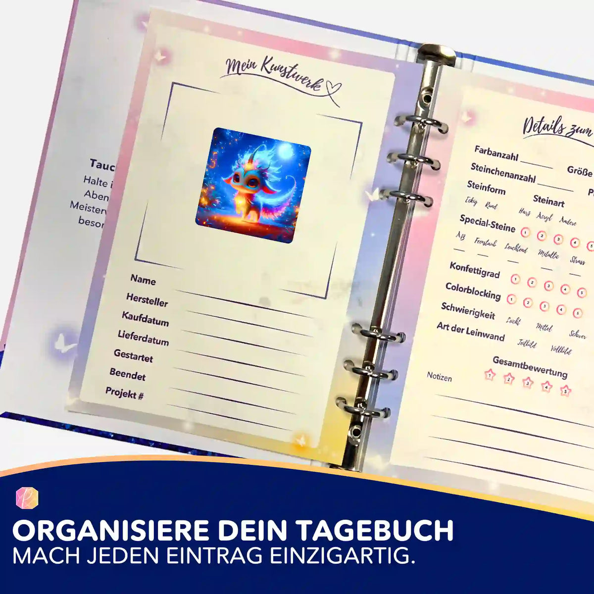 Picmondoo Diamond Painting Sticker Mondscheintanz zur Organisation im Tagebuch für DIY-Kunstwerke