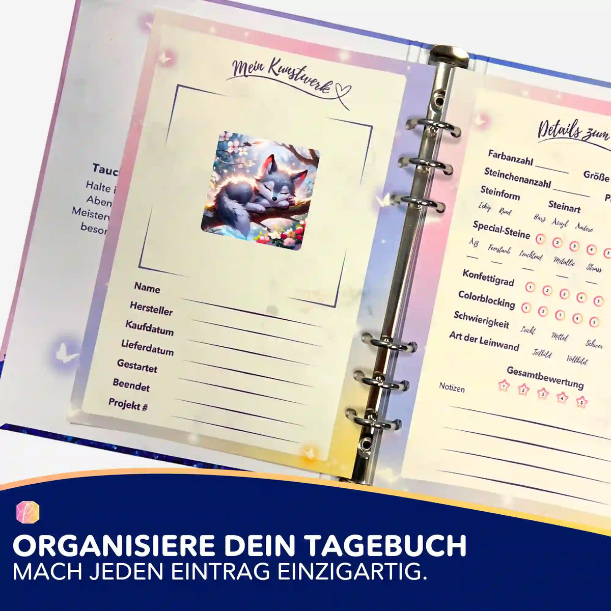 Dekorativer Diamond Painting Sticker Yukis Frühling zur Organisation im Tagebuch für Diamond Painting Fans