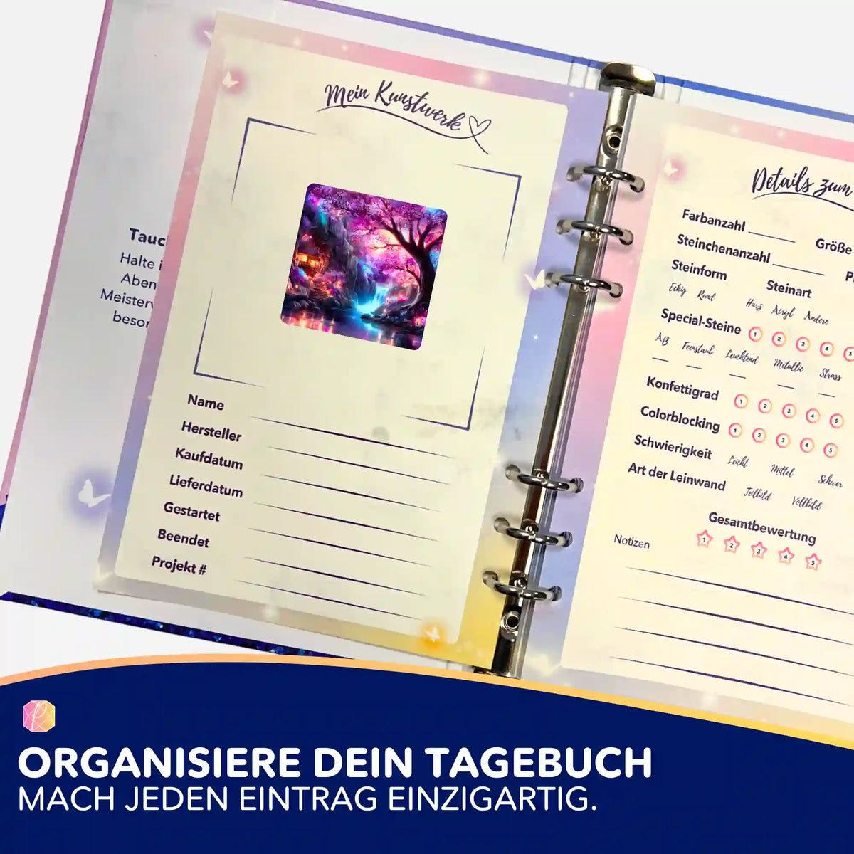 Picmondoo Diamond Painting Sticker Das Licht der Sakura zur Organisation im Tagebuch für Malen nach Zahlen Projekte