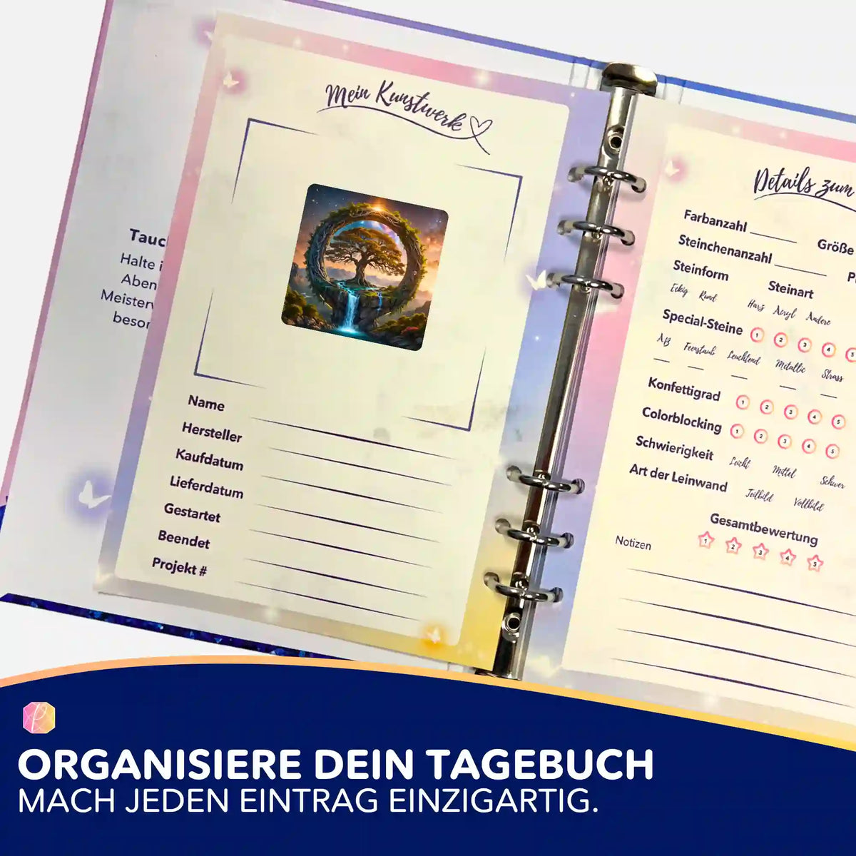 Picmondoo Diamond Painting Aufkleber Tor zur Anderswelt zur Organisation im Journal für kreative Bastelsets