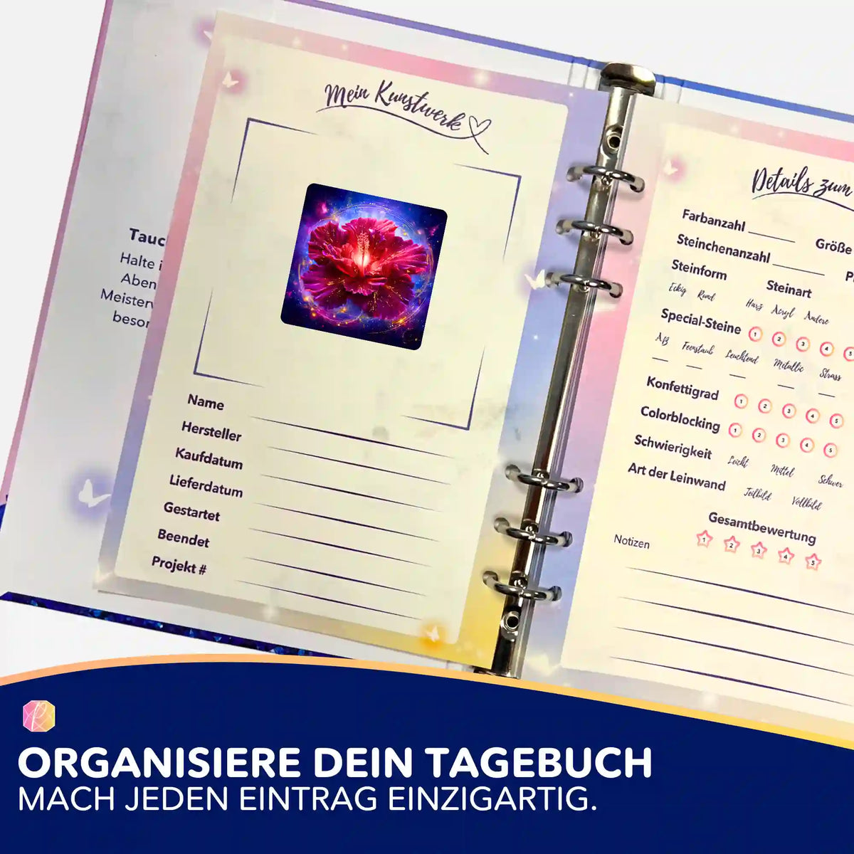 Diamond Painting Zubehör: Sticker der Serie Königin im eigenen Licht zur Organisation im Malen nach Zahlen Tagebuch.