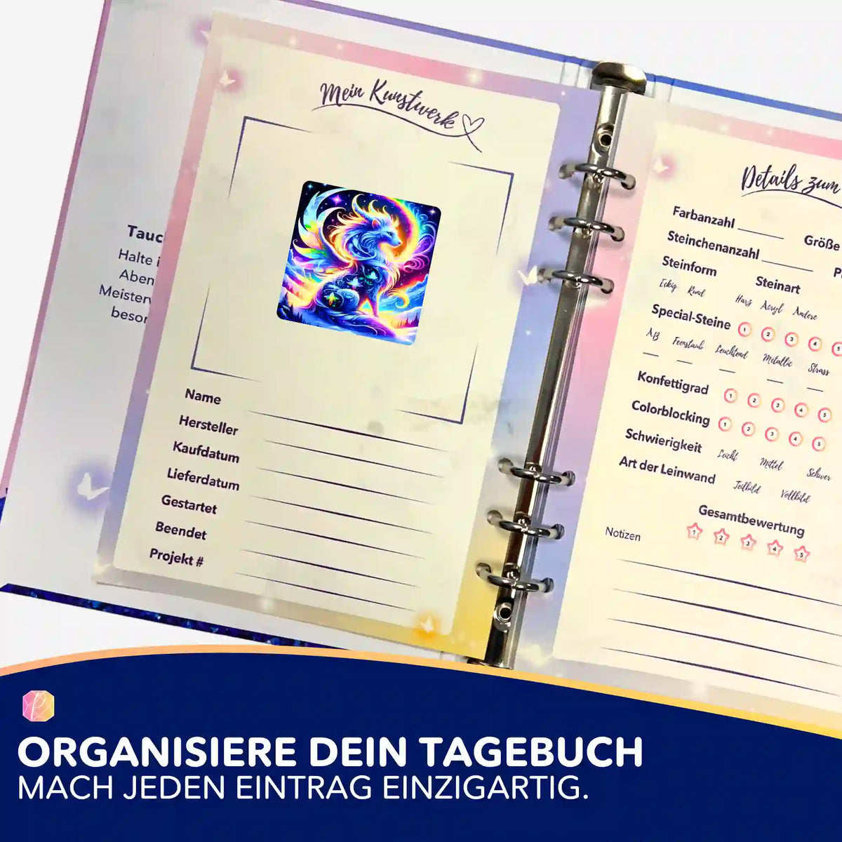 Picmondoo Diamond Painting Aufkleber Monja Hüterin der Berge zur Organisation im Tagebuch für DIY-Kunstwerke