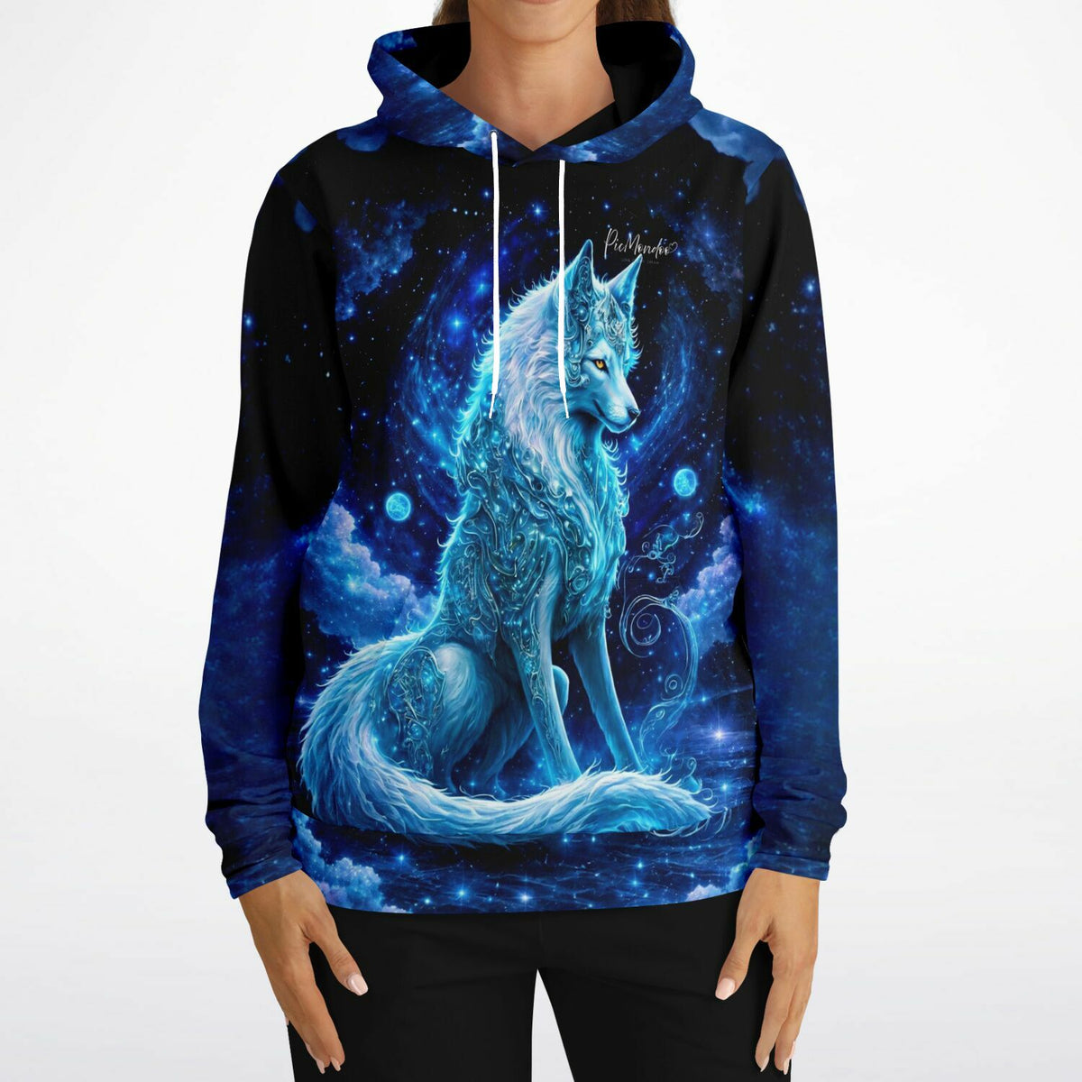 Dreamer Hoodie mit blauem Wolf Motiv im Galaxie-Design für Fans von Diamond Painting und Malen nach Zahlen