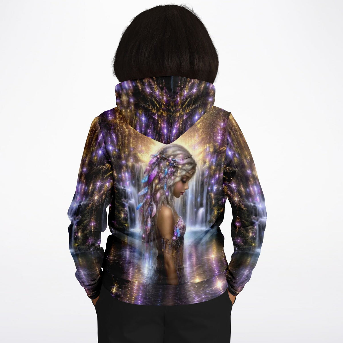 Dreamer Hoodie Elysias Lied mit magischem Wald- und Wasserfall-Motiv im Stil unserer Diamond Painting Kunstwerke