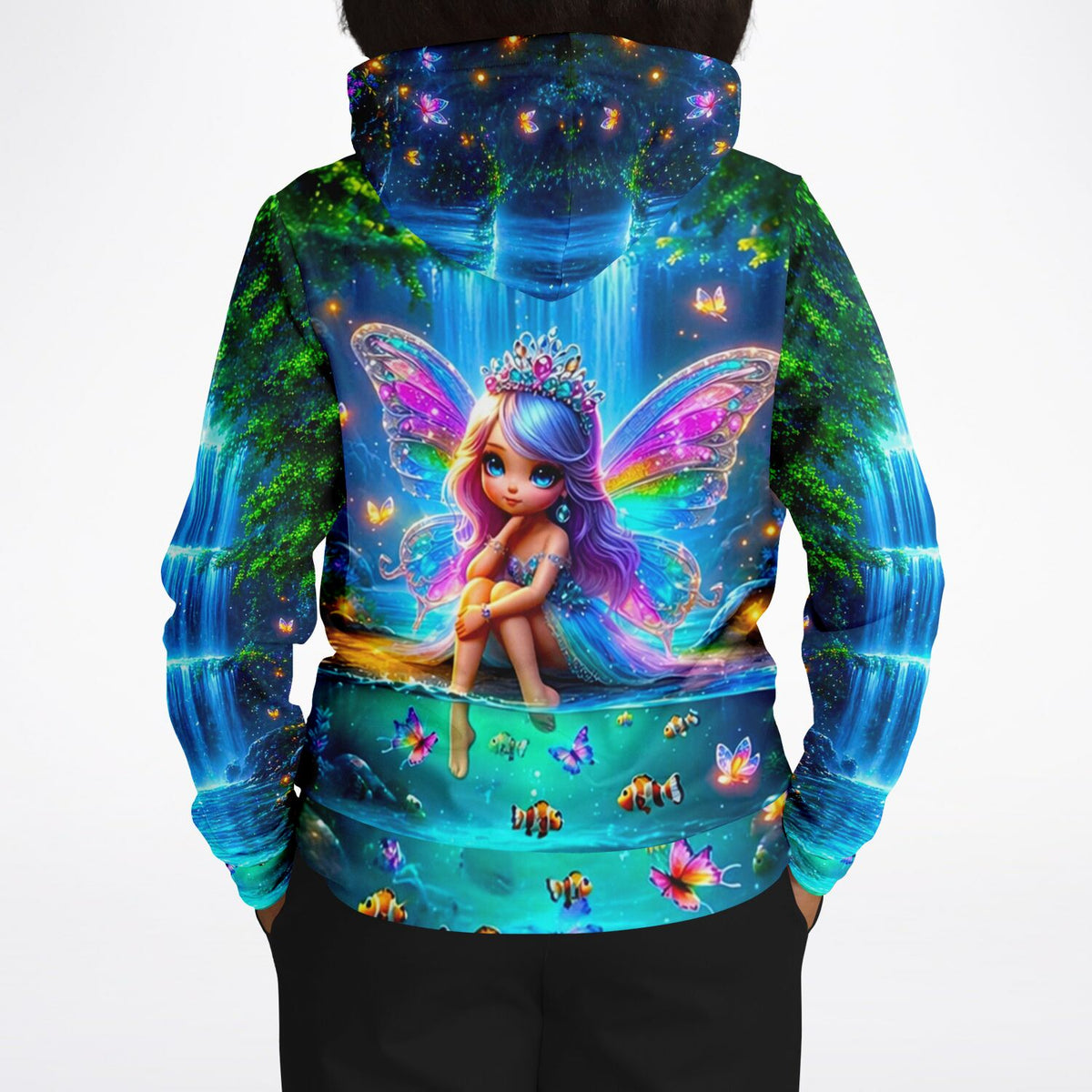 Dreamer Hoodie mit farbenfrohem Elfenteich-Motiv, inspiriert von Designs für Diamond Painting und Malen nach Zahlen Sets