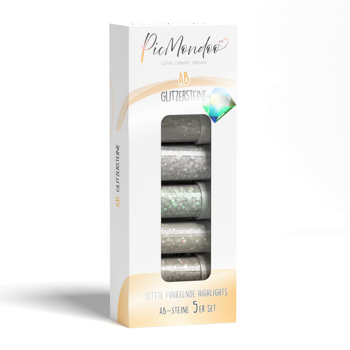 Picmondoo AB-Special Diamond Painting Steinset mit fünf glitzernden Aurora Borealis Glitzersteinen für kreative Projekte