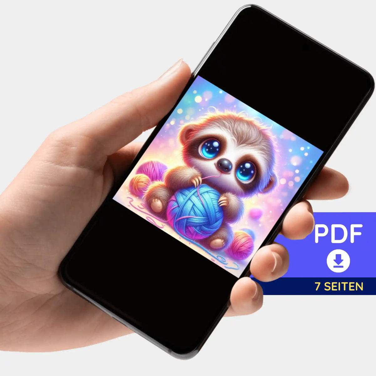 Digitale PDF-Bildmappe mit süßem Faultier-Motiv für Diamond Painting und kreative DIY-Bastelprojekte von Picmondoo