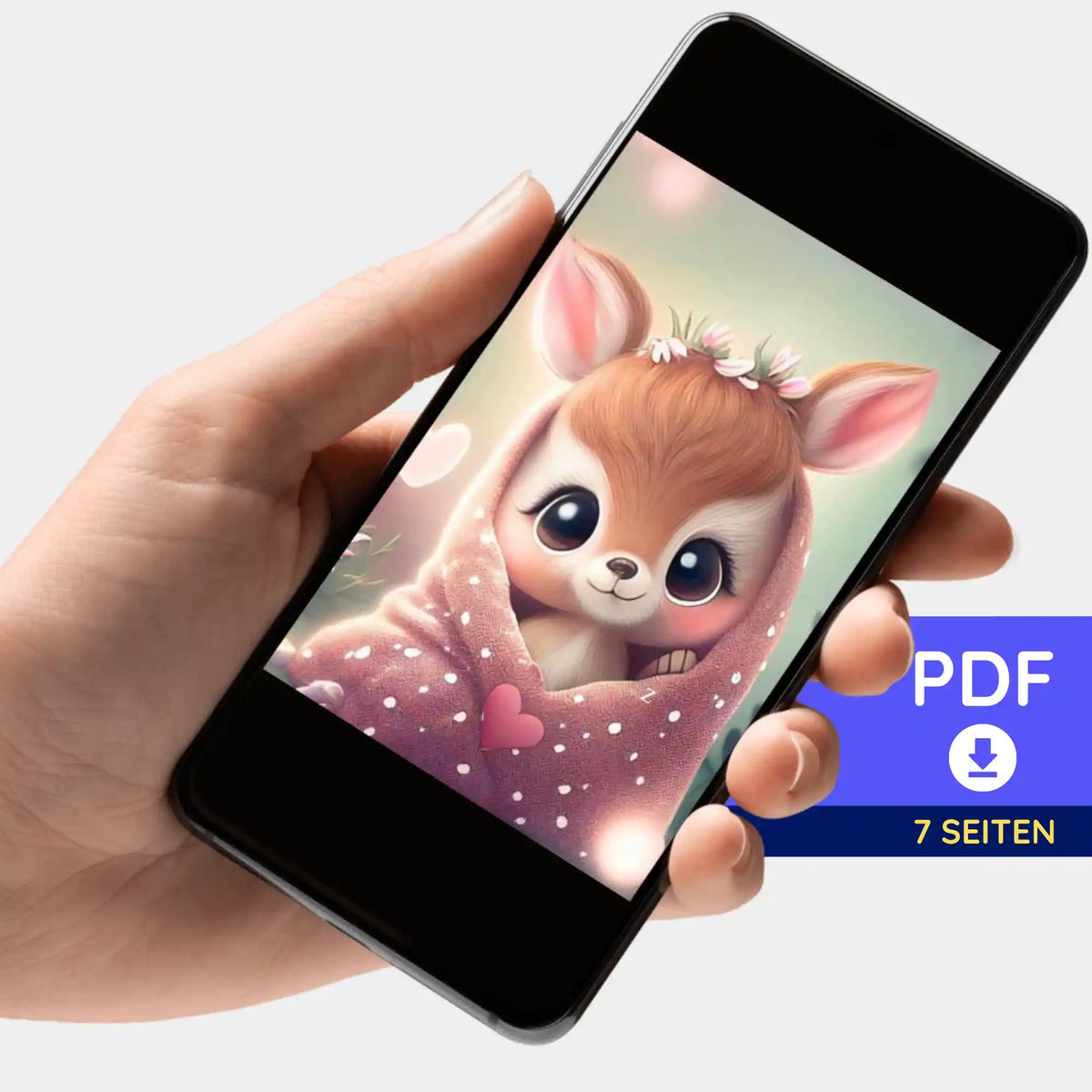 Digitale PDF-Bildmappe mit süßem Rehkitz zum Ausdrucken für Diamond Painting oder Malen nach Zahlen Designs