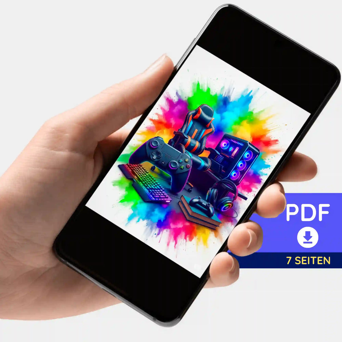 Digitale PDF-Bildmappe Gaming Zone zum Diamond Painting oder Malen nach Zahlen für Erwachsene auf Smartphone