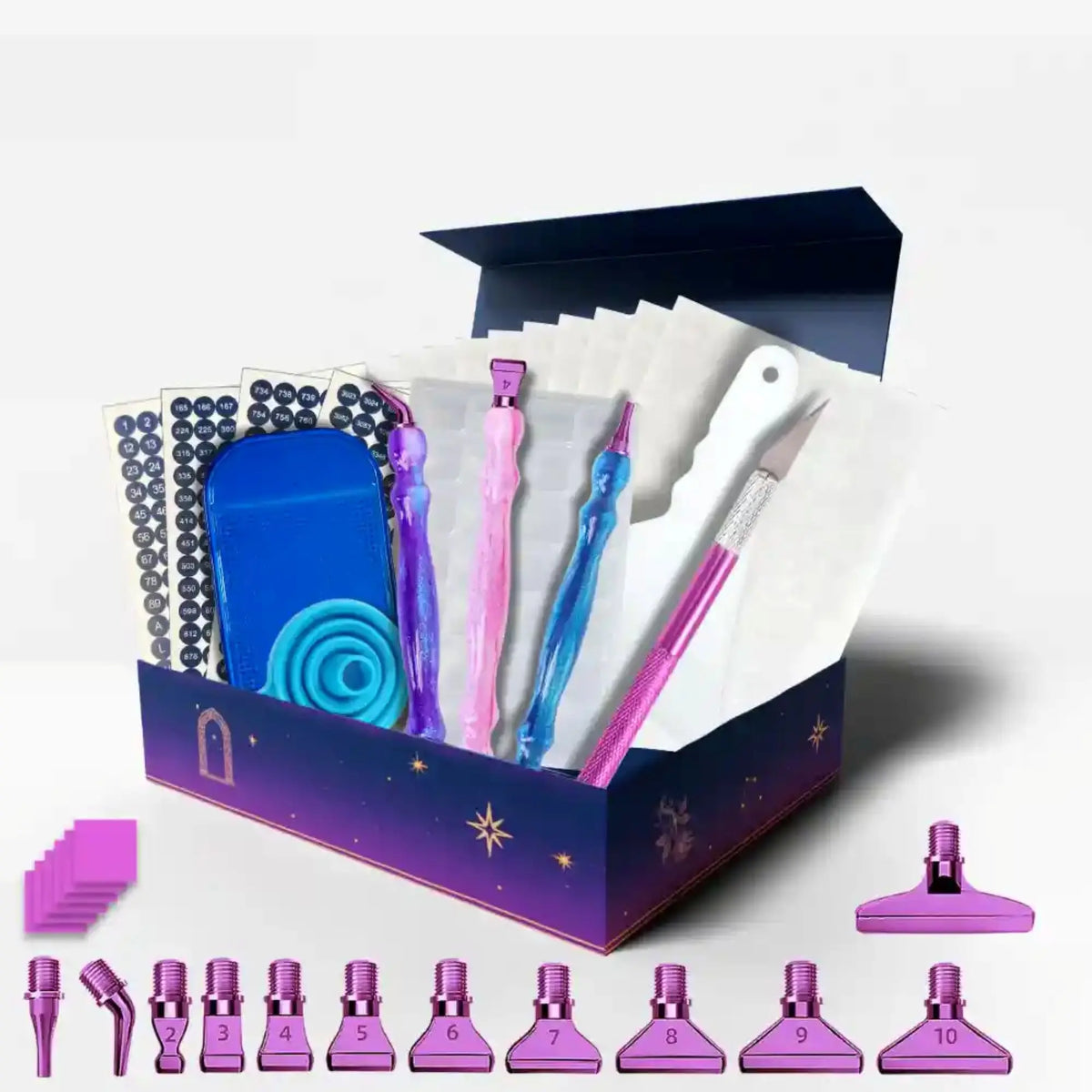Picmondoo Creator Box XXL 41-teiliges Zubehör-Set für Diamond Painting und Bastelprojekte mit verschiedenen Aufsätzen
