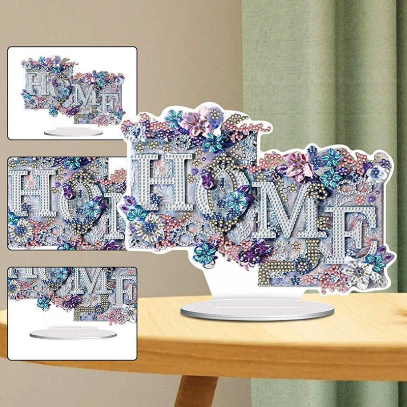 Dekorativer Home-Aufsteller als Diamond Painting mit bunten Blumen, ideal als Diamond Painting Zubehör für zu Hause