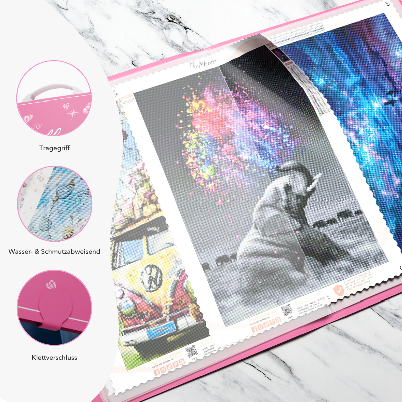 Picmondoo Diamond Painting Sammelbuch mit Klarsichthüllen zur sicheren Aufbewahrung von fertigen DIY-Kunstwerken