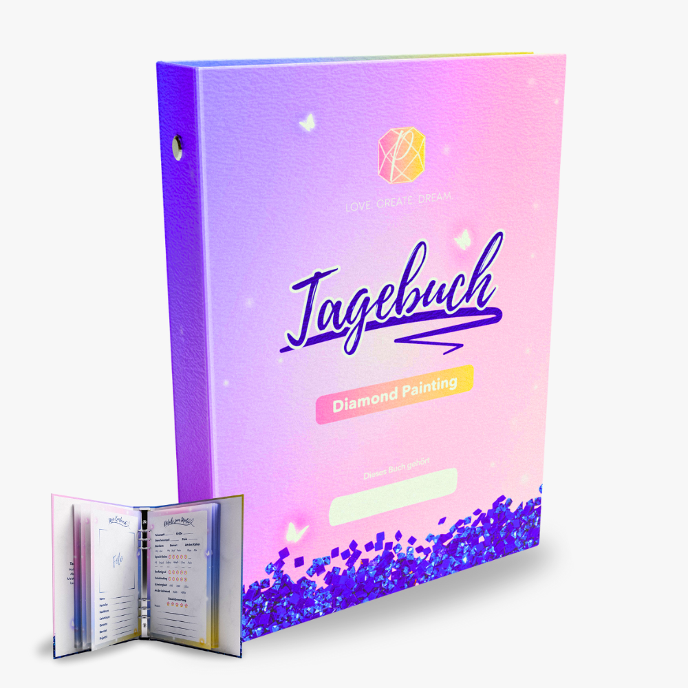 Lila Diamond Painting Tagebuch mit Ringmechanik zum Festhalten kreativer Fortschritte und DIY-Projekte