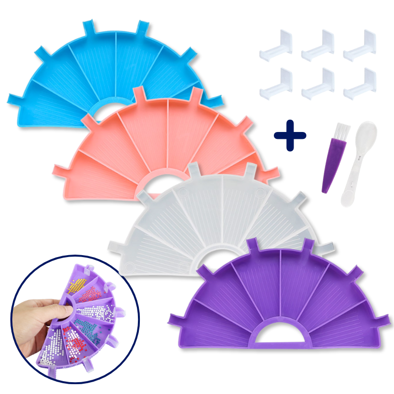 9-teiliges Diamond Painting Equipment mit Steinplatten, Sortierschiffchen, Pinsel und Löffel als praktisches Zubehör