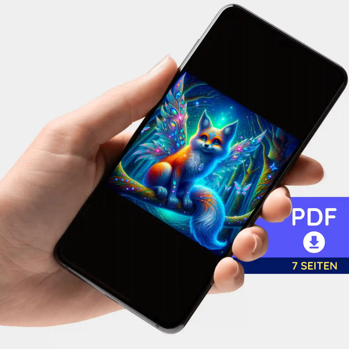 Digitale Picmondoo PDF-Bildmappe mit Fairy Fox of Magic Motiv für Diamond Painting und Malen nach Zahlen Projekte
