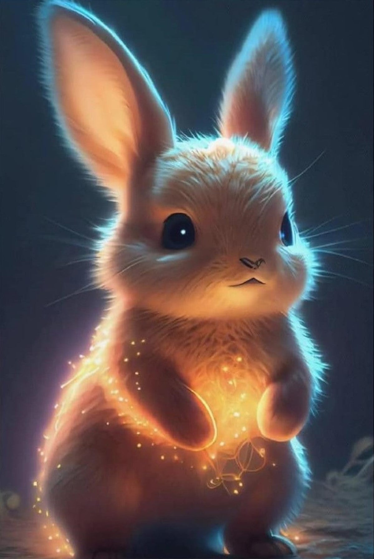 Diamond Painting Set Funkelhäschen mit magischen Lichtern, niedlicher Osterhase in Fantasy-Optik mit funkelnden Akzenten