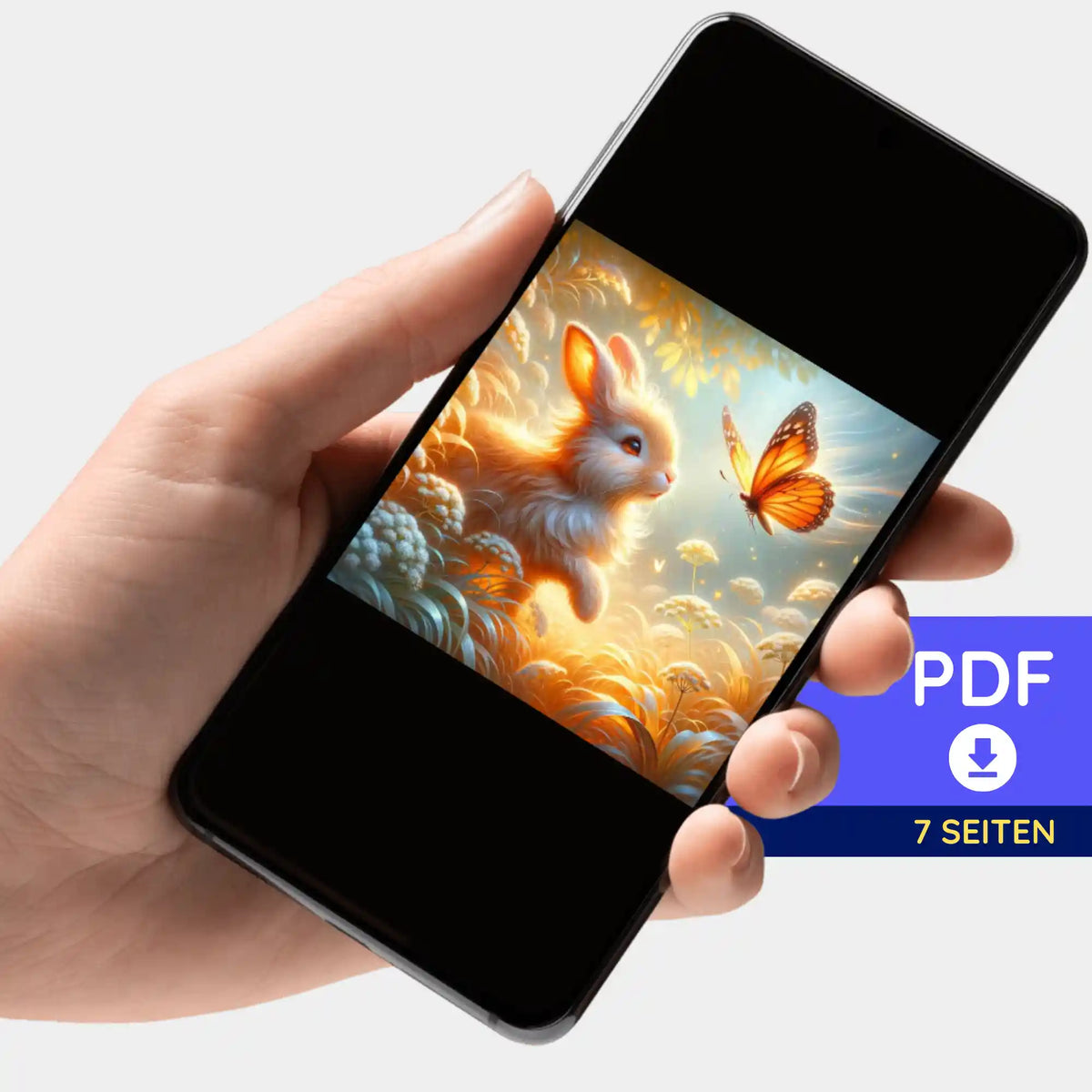 Digitale PDF-Bildmappe Häschenfreunde für Diamond Painting und Malen nach Zahlen auf einem Smartphone