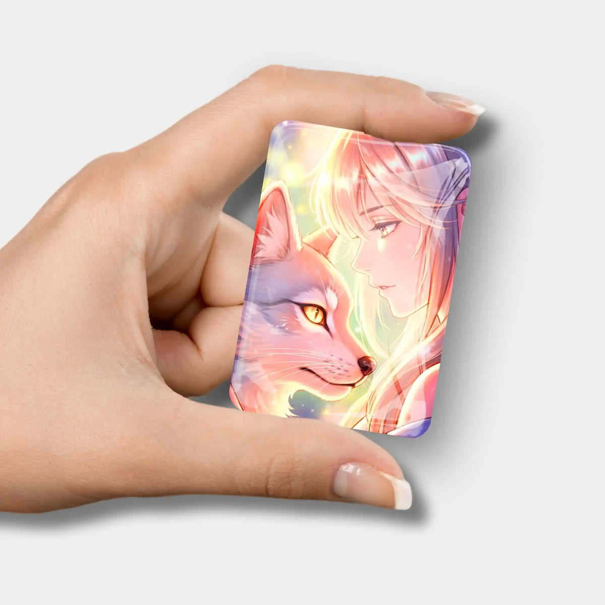 Magischer Cover Minder mit Wolf-Mädchen Motiv aus Glas als praktisches Zubehör für dein Diamond Painting Set.
