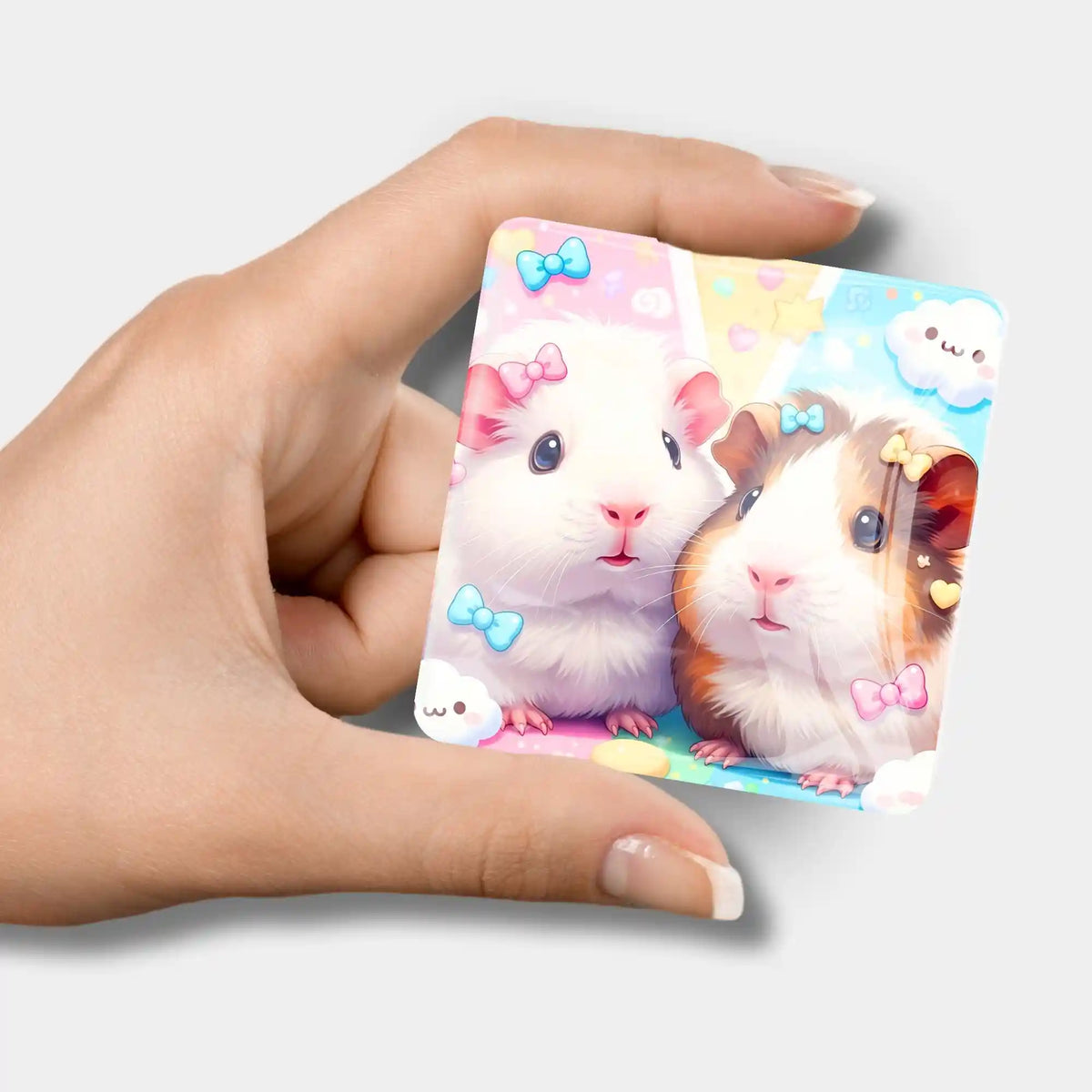 Glas Cover Minder mit Meerschweinchen-Motiv Maggie und Moritz als praktisches Zubehör für Diamond Painting Sets