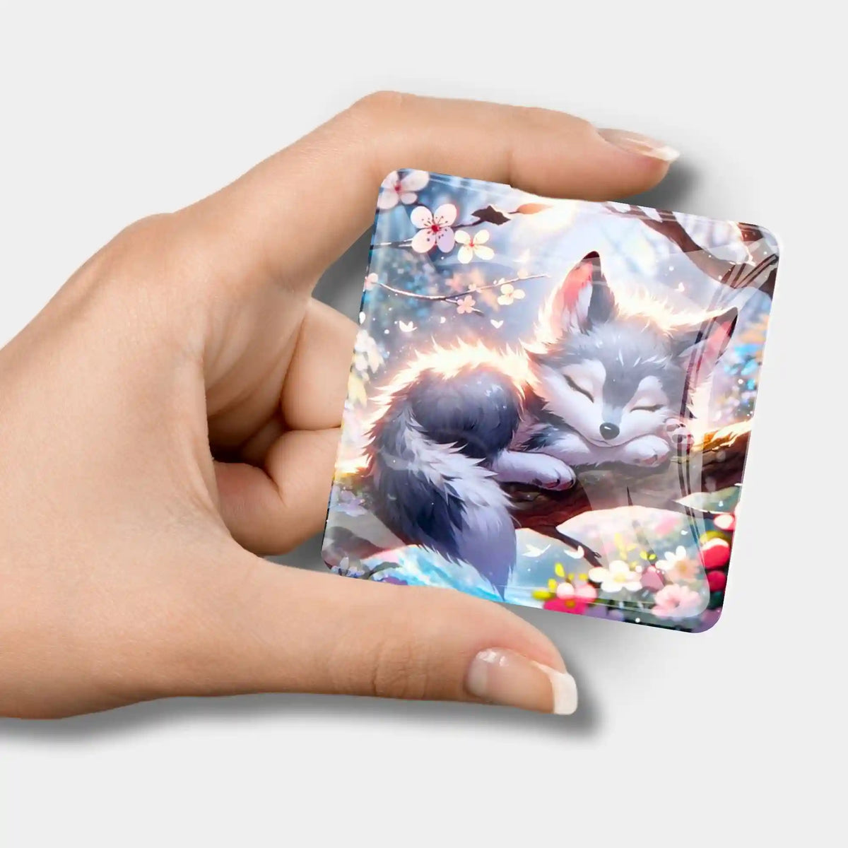 Glas Cover Minder mit Wolf-Motiv Yukis Frühling als praktisches Zubehör für Diamond Painting und DIY-Sets