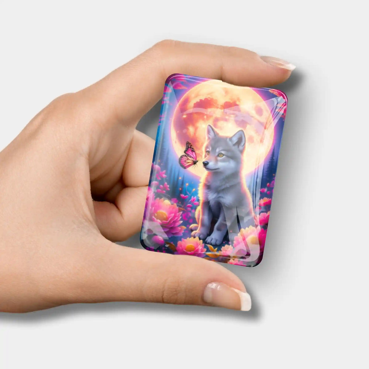 Magischer Glas-Cover Minder mit Wolf-Motiv für Diamond Painting Zubehör – ideal zum Fixieren der Schutzfolie