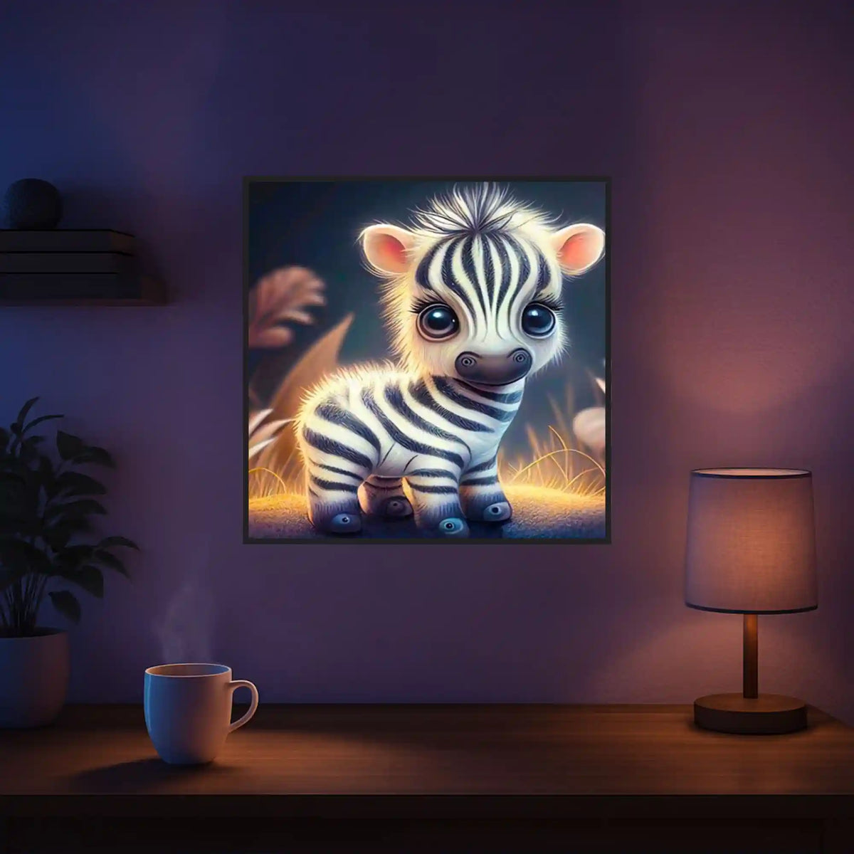 Diamond Painting Set für Anfänger mit niedlichem Zebrababy Motiv in kleinen 25x25cm Format für Kinder und Erwachsene.