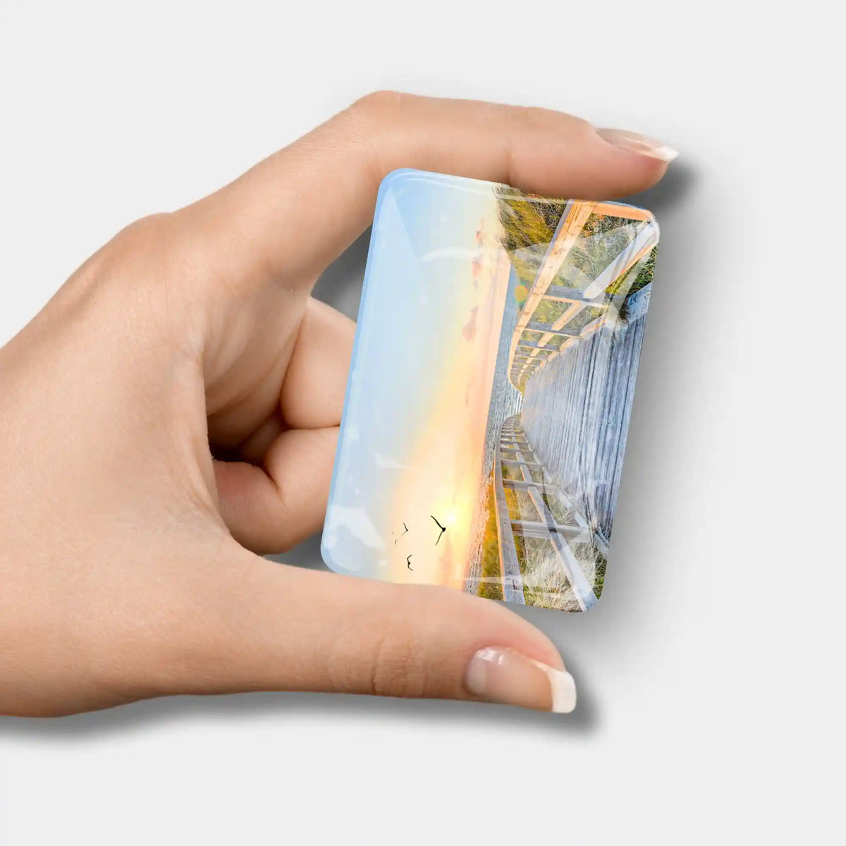 Glas Coverminder mit Strandmotiv zum Fixieren der Schutzfolie bei Diamond Painting Projekten