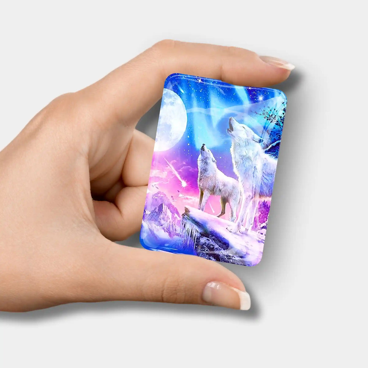 Glas Cover Minder mit Wolfsmotiv für Diamond Painting Zubehör im Winter-Design zum Festhalten der Schutzfolie