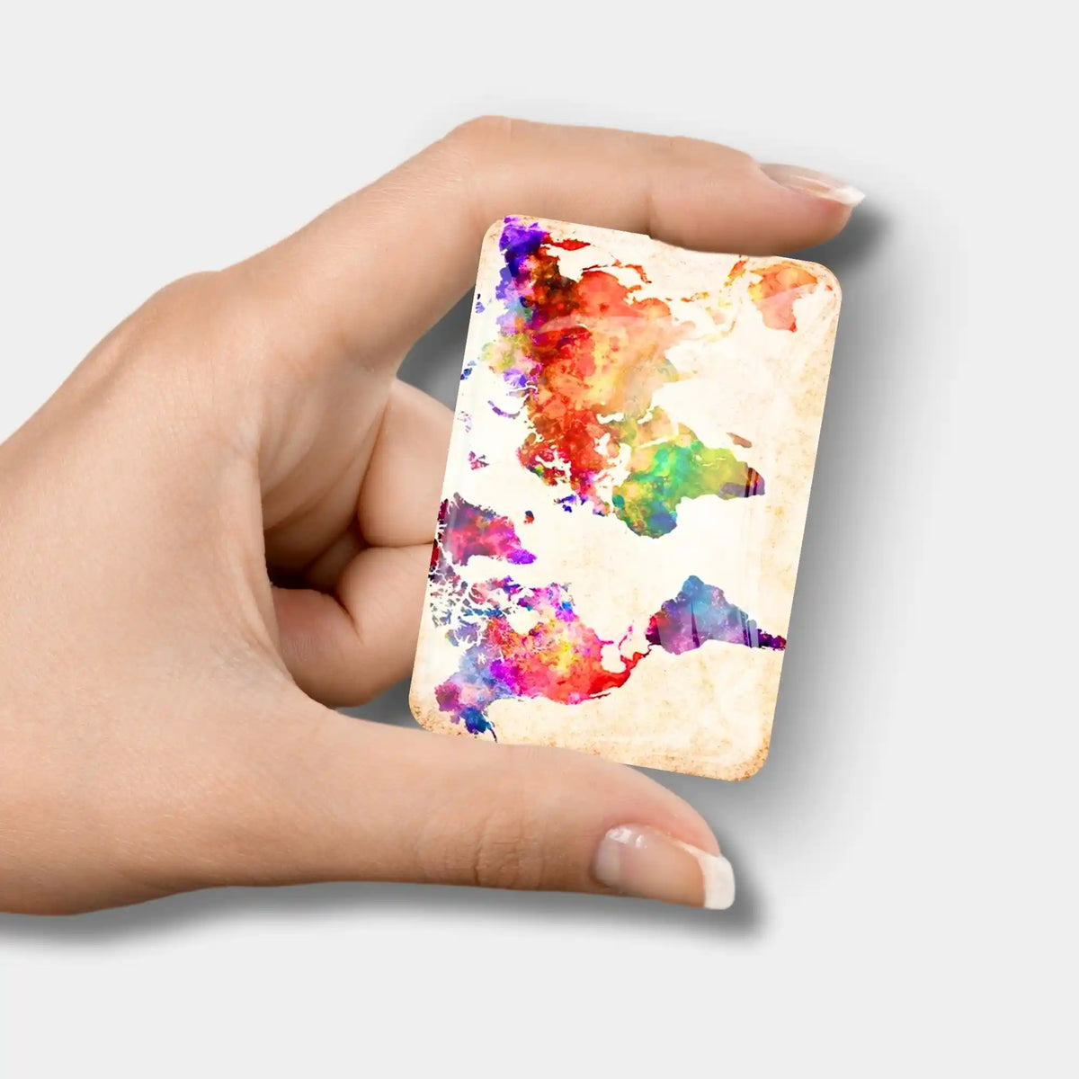 Bunter Weltkarte Cover Minder aus Glas als praktisches Zubehör für dein Diamond Painting Projekt