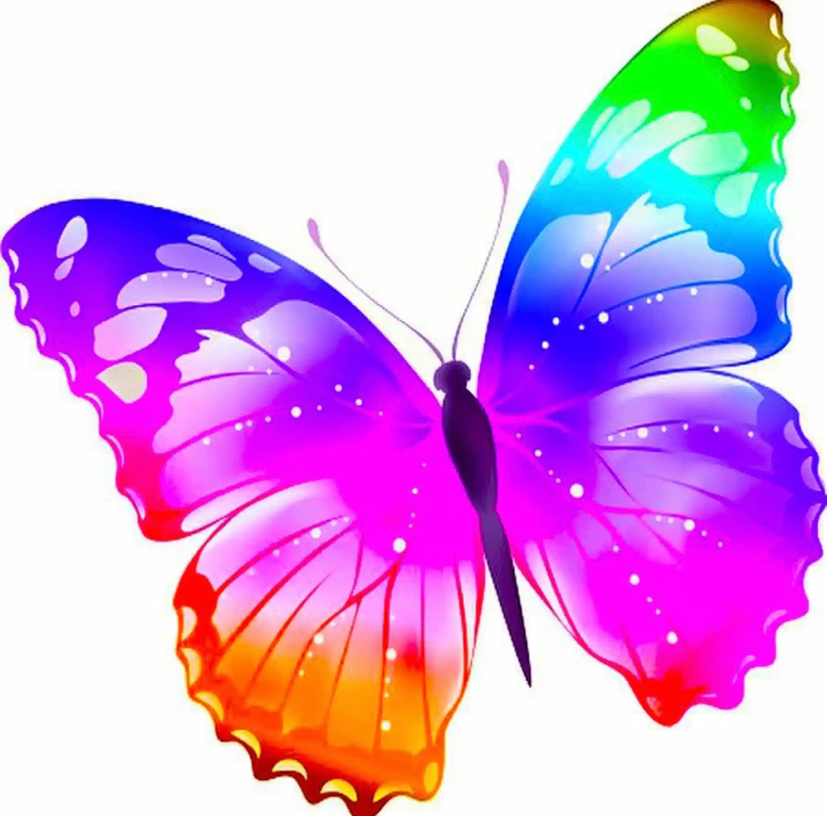 Diamond Painting Set für Kinder mit farbenfrohem Schmetterling Motiv im Regenbogen-Design zum Basteln