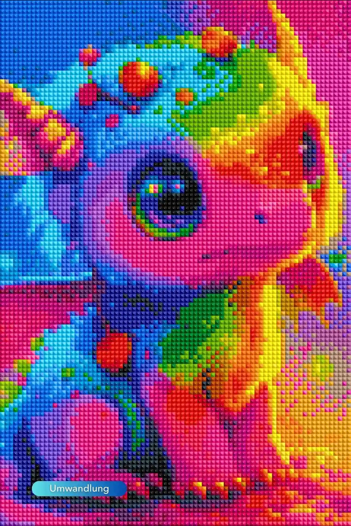 Diamond Painting Set für Kinder: Niedlicher Babydrache in bunten Regenbogenfarben aus glitzernden Steinen