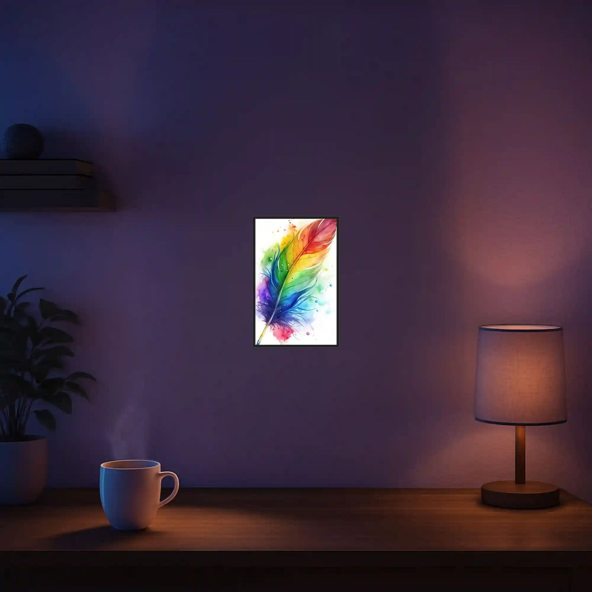Diamond Painting Set mit buntem Feder-Motiv als Wandbild für kreative Dekoration im Wohnzimmer