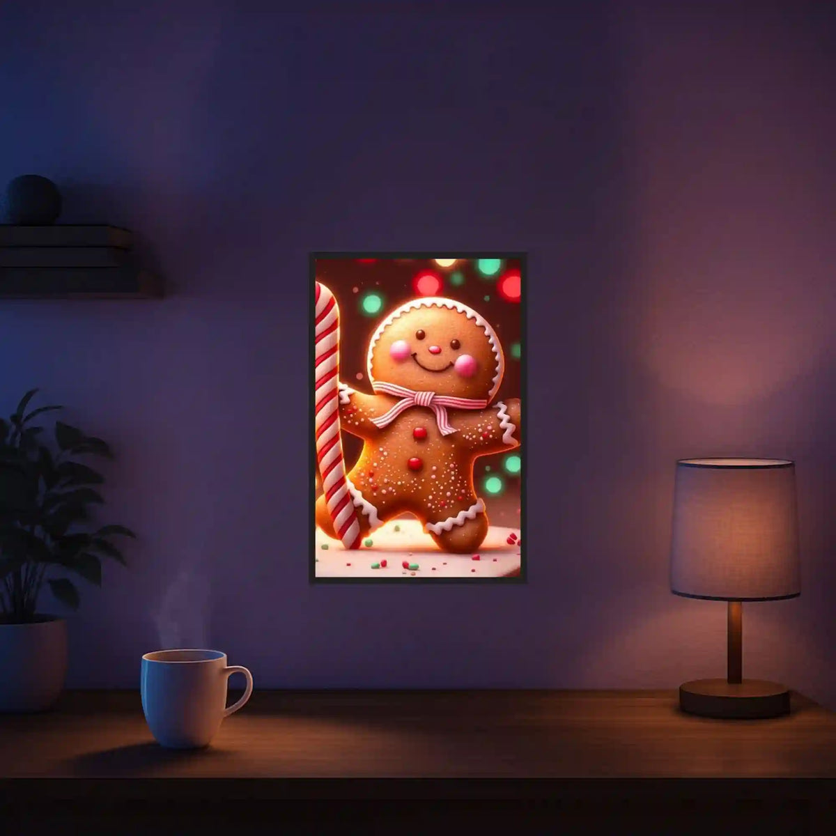 Diamond Painting Set mit süßem Lebkuchenmännchen und Zuckerstange als weihnachtliche Wanddekoration